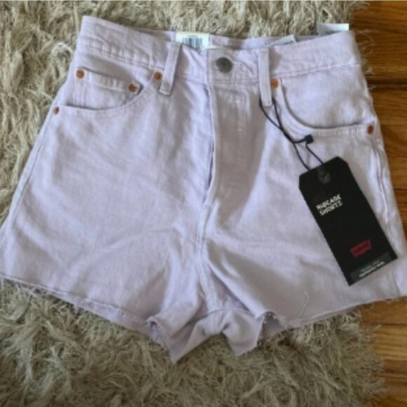 LEVI'S Ribcage Shorts raw‎ hem purple Lavendar size 30 90s vibe y2k new!! - Picture 3 of 8